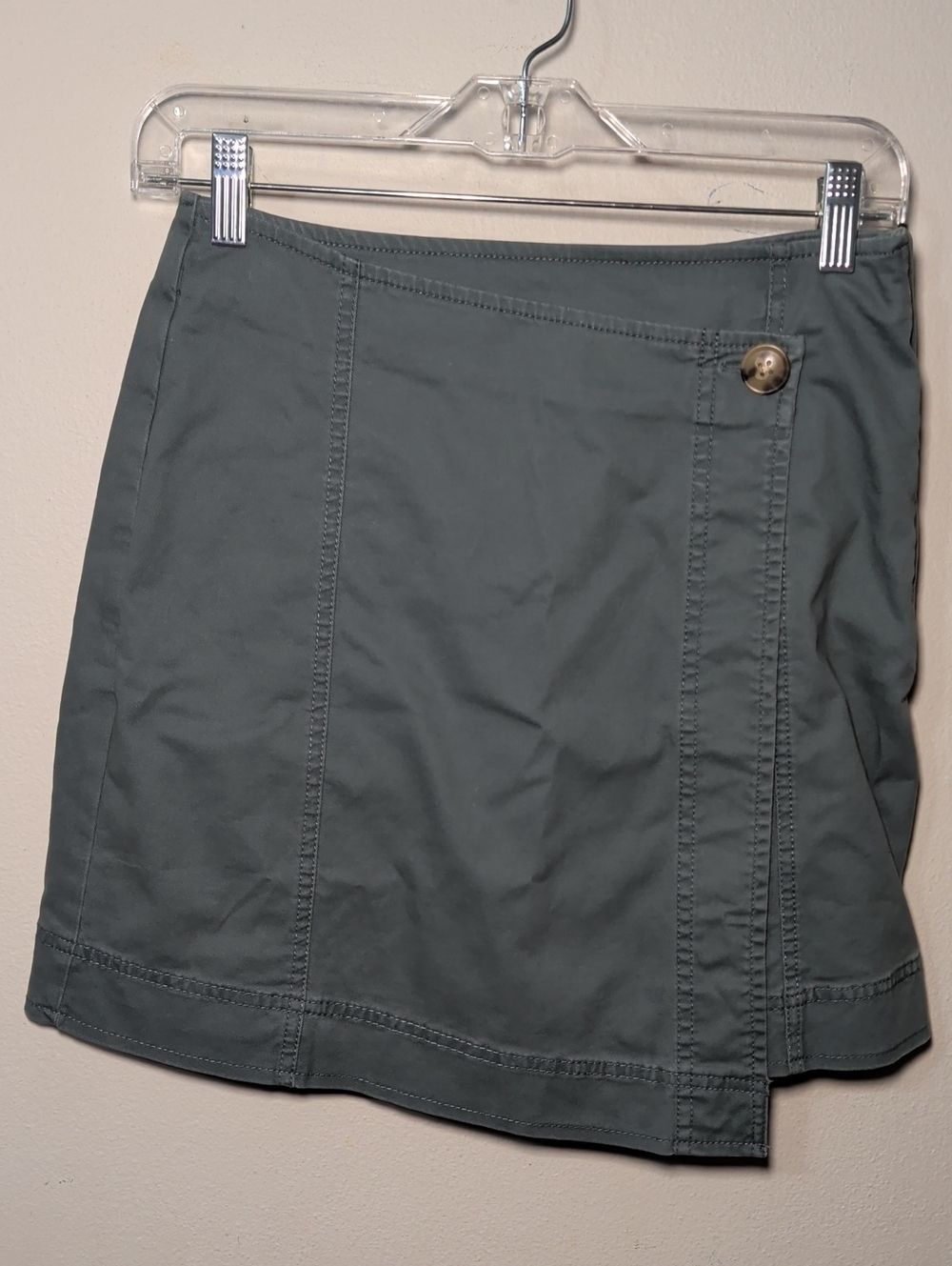 Loft Blue-Gray Wrap Skirt with Asymmetrical Hem Cotton Spandex Women's Size 00P